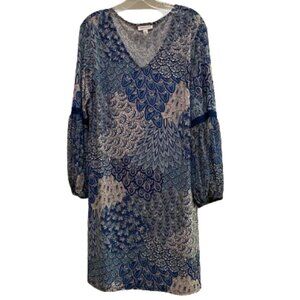 Westport Paisly Hippie Boho Stretch Dress V-neck Crochet sleeve detail size XL